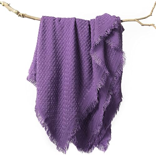 Photo 1 of lifein Fall Throw Blanket for Couch-Soft Boho Throw Blanket,Cozy Knitted Purple Waffle Throw,Small Knit Farmhouse Lightweight Blanket&Throw for Autumn Woman,Bed,Chair,Sofa,Home Decor(Purple,50 * 60")