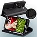LG G2 Case, Abacus24-7 LG G2 Wallet Case [Book Fold] Leather LG G2 Cover [Flip Cover] with Foldable Stand, Pocket for ID, Credit Cards Slots and Clear Screen Protector - Black Flip Case for LG G2
