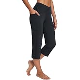 baleaf Women's Capri Pants with Pockets, High Waist Cropped Pants | Wide Leg, Cropped 21", High Waisted Tummy Control, Non see-through 4-Way Stretch for Summer Workout