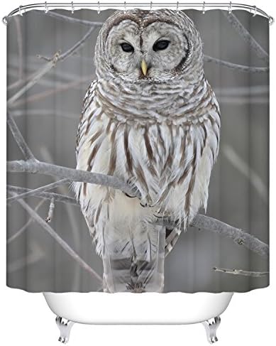FastEngle Bath Shower Curtain with Owl Pattern Fabric Waterproof