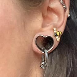 Twolobes 2 PCS Silver Ear Gauges Classic Heart