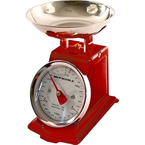 3kg Traditional Retro Mechanical Kitchen Weighing Scales Red