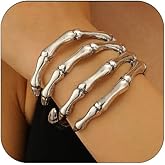 VIRAVENTO Punk Skeleton Hand Bracelet for Women Skull Arm Cuff Open Adjustable Skeleton Bracelet Gothic Halloween Jewelry