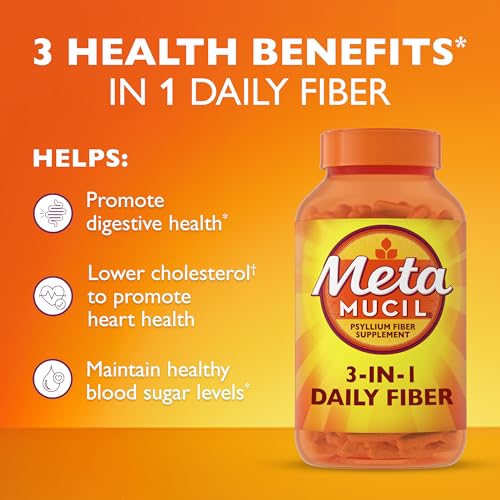 Metamucil, Psyllium Husk Capsules, 300 Capsules, 3-in-1 Fiber Supplement, Daily Psyllium Husk Fiber Capsules Help Support Digestive Health by Promoting Regularity*, Help Supplement Daily Fiber Intake