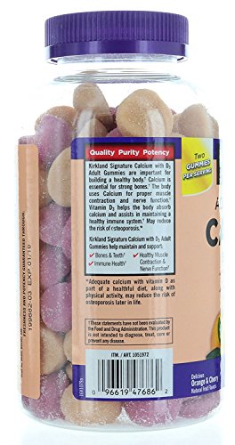 Kirkland Signature Chewable Calcium with Vitamin D3 Adult Gummies, 120 ct x 2 Bottles