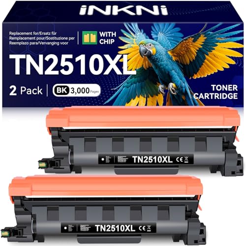 TN2510XL Compatible para Brother TN2510XL TN-2510XL TN2510 para Brother HL-L2400DWE Toner HL-L2400DW MFC-L2835DW MFC-L2800DW DCP-L2620DW MFC-L2860DWE DCP-L2627DW, 2 Negro