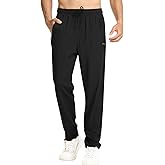Surenow Men's Athletic Pants Elastic Waist Quick-Dry Lightweight Pants Workout Outdoor Sweatpants with Zipper Pockets