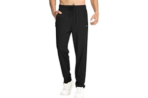 Surenow Men's Athletic Pants Elastic Waist Quick-Dry Lightweight Pants Workout Outdoor Sweatpants with Zipper Pockets
