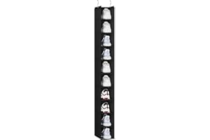 YOUDENOVA Hanging Shoe Organizer, 10-Shelf Closet Shoe Organizers, Hanging Shoe Storage, Black