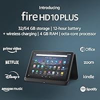 Fire HD 10 Plus tablet, 10.1” 1080p Full HD display, 32 GB, Slate + Made for Amazon, Wireless Charging Dock