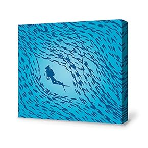 Canvas Wall Art A School of Fish Pictures Home Wall Decorations for Bedroom Living Room Paintings Canvas Prints Framed - 12x12 inches
