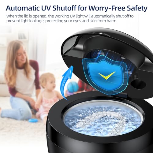 Ultrasonic Retainer Cleaner, Opilea 45kHz Retainer Cleaner Machine, 4 Modes Ultrasonic for Dentures, Nightguards, Sport Mouth Guards, Braces, Toothbrush Heads, Jewelry