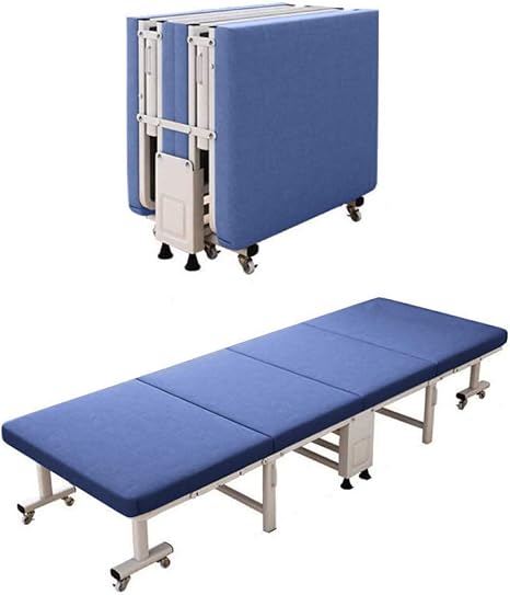 Amazon Homoh 折りたたみベッド シングル ベッド フレーム ダブルtのキャスター付き 軽量 安全 コンパクト オフィス 昼寝 夜勤 介護 アウトドア 防塵カバー付き 耐荷重 150kg ブルー フレーム マットレスセット オンライン通販