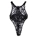 FEESHOW Men's Lace Lingerie Thongs G String Underwear Leotard Bodysuit Singlet Black one size