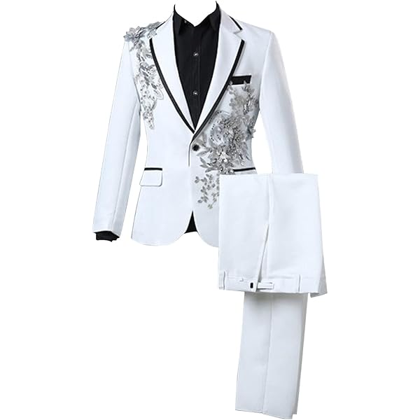 Mens Double Breasted White with Yellow Strip 6 Buttons Blazer