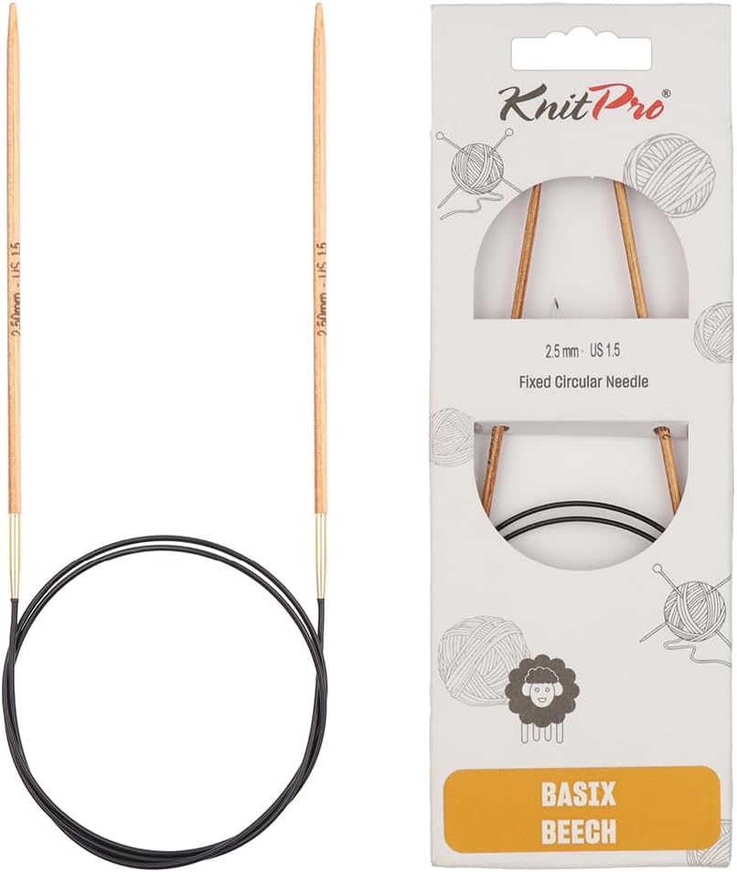 KnitPro Basix Beech Fixed Circular Needles 16in 2.50mm