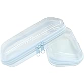 suiwotin 2pcs Clear Hard Shell Zipper Cases - Plastic Double Zippered Storage Pouches for Travel, Makeup, Snacks & Cables Organization (Small)