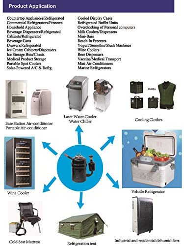 R134a DC 12V Mini Rotary Compressor Refrigeration Freezer Systems Air Conditioner Medical Beverage Cooling - Car Yachet Camping Motor RV Portable Refrigerator (DC 12V)
