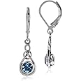 Silvershake Genuine Gemstone Irish Celtic Knot Drop Dangle Earrings