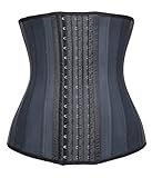 YIANNA Womens Waist Trainer Underbust 25 Steel Boned Sports Fitness Fat Burning Workout Hourglass Body Shaper, YA1210-Black-5XL