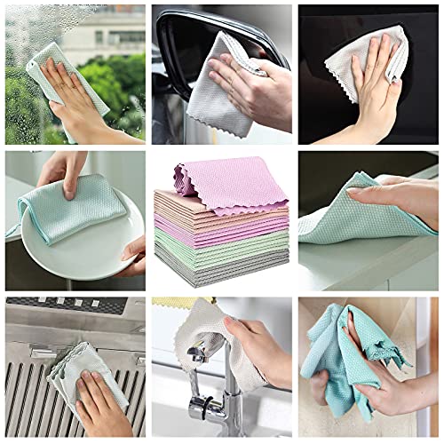20 Pieces Fish Scale Microfiber Cleaning Cloths, 11.8 x15.7inchs
