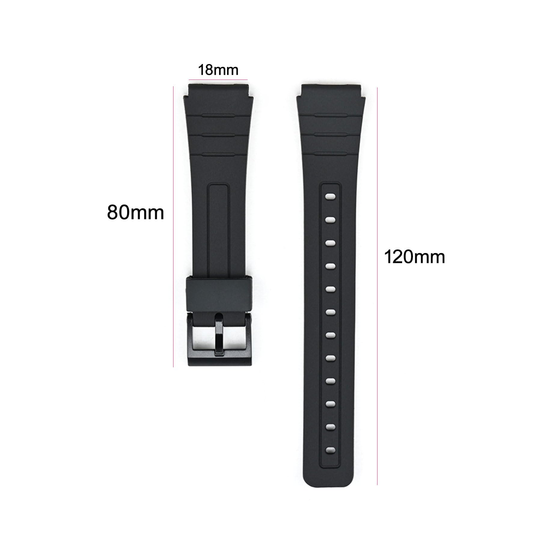 TPU Watch Strap Compatible with Casio F-91W/F-84/F-94/F-105/F-108/A-158/A-168 Men's and Women's 18mm Watchbands Replacement