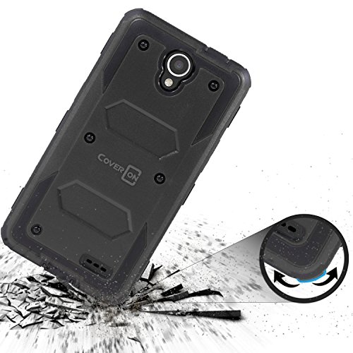 ZTE Maven 3 Case, ZTE Prestige 2 Case, ZTE Overture 3 Case, CoverON [Tank Series] Tough Hybrid Hard Armor Protective Phone Cover Case For ZTE Prestige 2 / Maven 3 / Overture 3 - Black / Black - Thumbnail 6