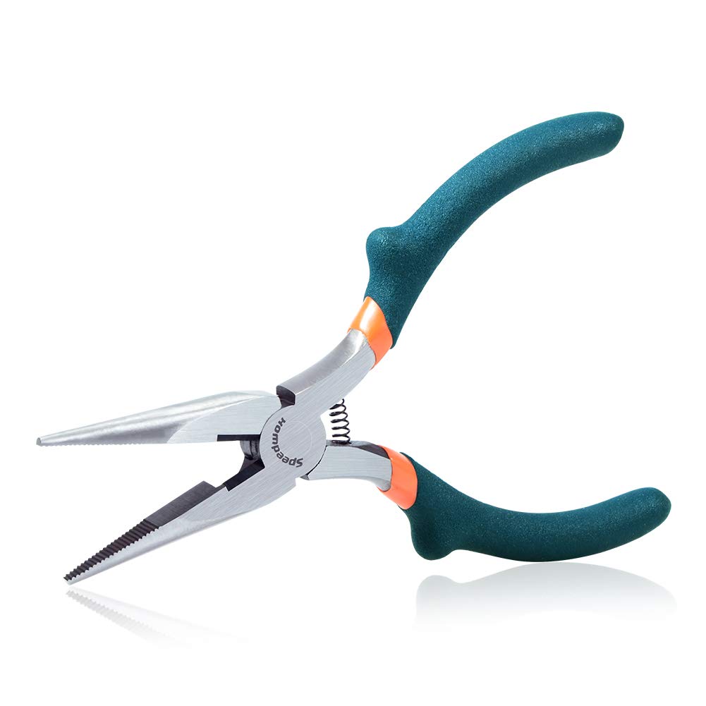 SPEEDWOX Mini Long Nose Pliers - 5-1/2 Inches Precision Wire Cutters with Serrated Jaw and Micro Side Cutting for Jewelry, Beading, Hobby and DIY Tool