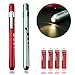 Penlight Medical LED Pen Light with Pupil Gauge Pocket Clip Reusable for Stethoscope Doctors Nurses Warm White Light Pack of 2, 4PCS AAA Batteries, Red and Silver
