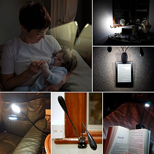 Reading Light Clip On Book Light ,Music Stand Light USB Rechargeable Adjustable Portable Eye-care Lamp,14 LED with 2 Arms,Reading in Bed for Kids,Children,Kindle,E-reader Piano,Travel,Night fishing