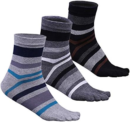 Men's Toe Socks Cotton Running Five Finger Mini Crew Socks,UK 6-10/Eur 39-45
