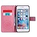iPhone 6S Plus Wallet Case,A-slim(TM) Sun Pattern Embossed PU Leather Magnetic Flip Cover Card Holders & Hand Strap Wallet Purse Case for iPhone 6 Plus / 6S Plus [5.5 Inch] - Pink