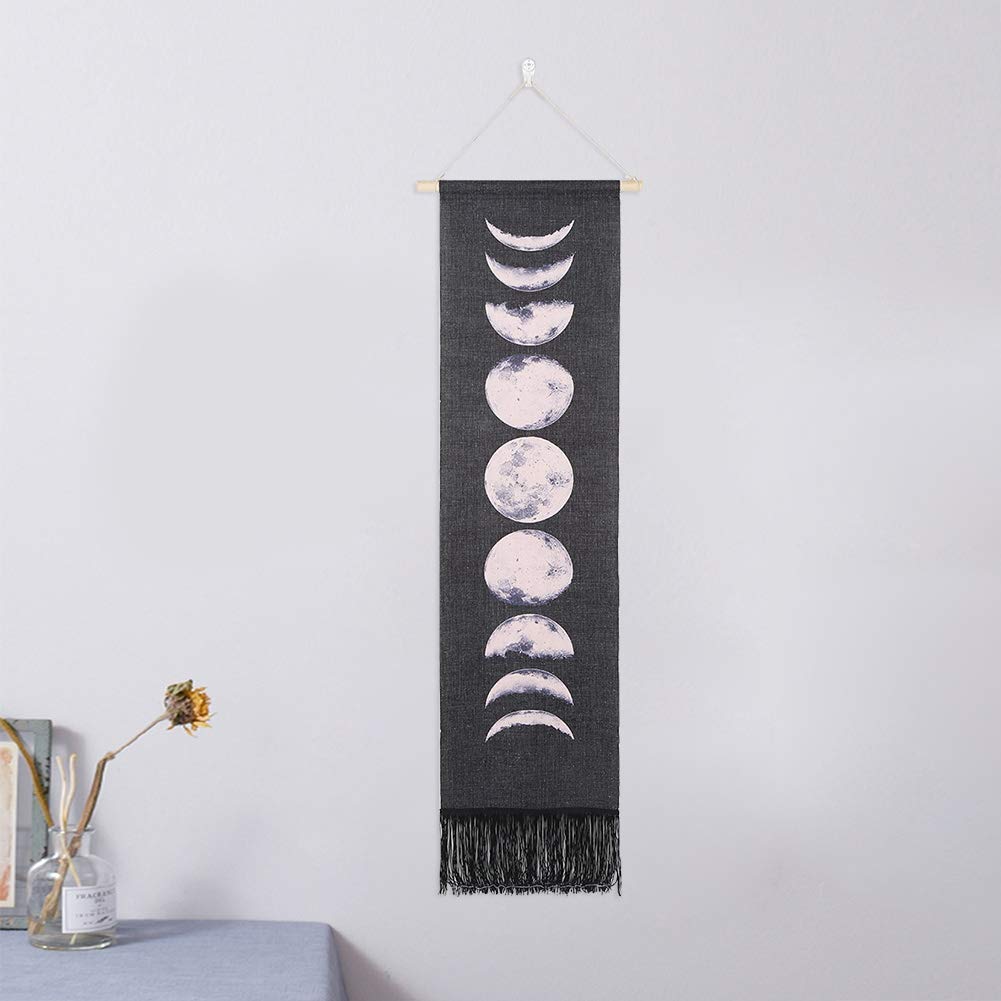 Atyhao Tapestry Wall Hanging Modern Household Handcraft Moon-Cycles Pattern Tapestry for Home Room Decoration Decorative Supplies (Black)