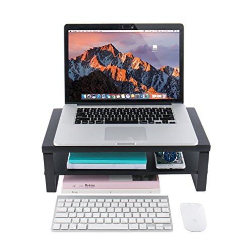 JackCubeDesign 2-Tier Laptop Monitor Stand Computer Shelf Riser Desktop Notebook Organizer Storage Saving Space Holder(Black, 16.7 X 9.3 X 5.5 inches) â€“ MK425A