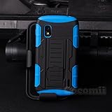 LG Nexus 4 Case, Cocomii Robot Armor NEW [Heavy Duty] Premium Belt Clip Holster Kickstand Shockproof Hard Bumper Shell [Military Defender] Full Body Dual Layer Rugged Cover Google (Blue)