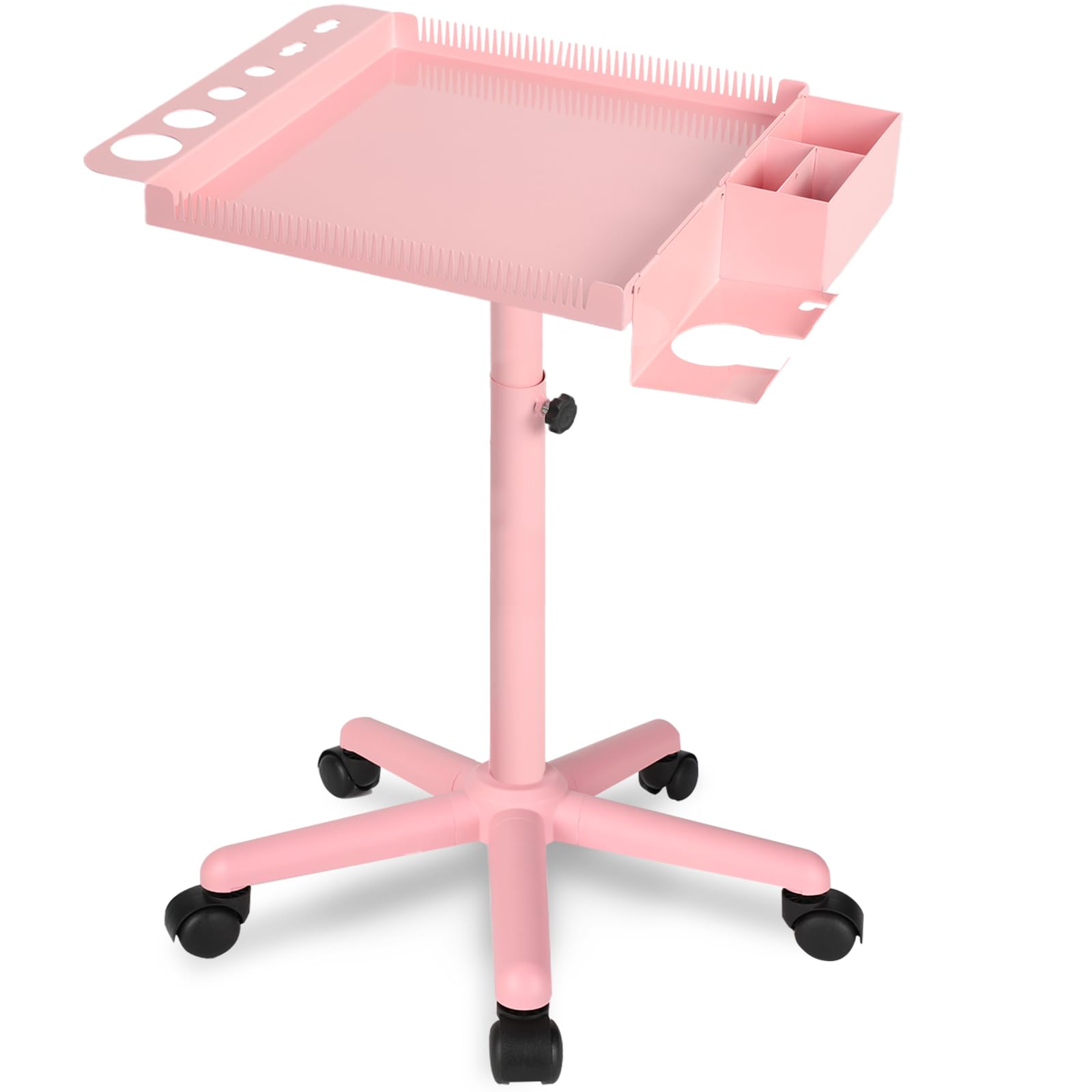 Photo 1 of ***MISSING ONE LEG*** LKT COBTAC Extension Salon Tray Hair Extension Cart Tray Pink Multi-Function Extensions Rolling Tray with Blow Dryer Holder and Storage Platform
