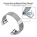 iGK Milanese Replacement Bands Compatible for Fitbit Charge 2, Stainless Steel Metal Bracelet with Unique Magnet Clasp Silver Large
