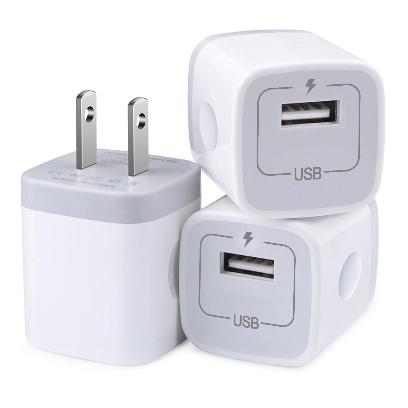 USB Wall Charger, Charger Block, 3-Pack Charging Cube 1A/5V One-Port Charging Block charger Box for iPhone 17e 17 Air 17 Pro Max 16 15 14 13 12 11,SE,XR/XS/X/8,iPad,Samsung Galaxy S26 A17,LG,Pixel 10a
