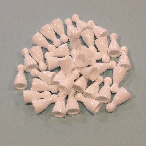 Plastic Pawns: Set of 36 White Color Board Game Playing Pieces (Chess & Sorry Replacement Halma Pawn Markers, Colored School Classroom Supplies, Arts & Crafts Projects, Teaching & Education Toy Resource Components, Extra Instructional Play Material)