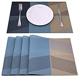 AMZMOO Placemats,Set of 4 Placemats,Dining Table Mat Anti-Slip,Heat Insulation PlaceMat,Table Mats Set of 4 (A-Blue)