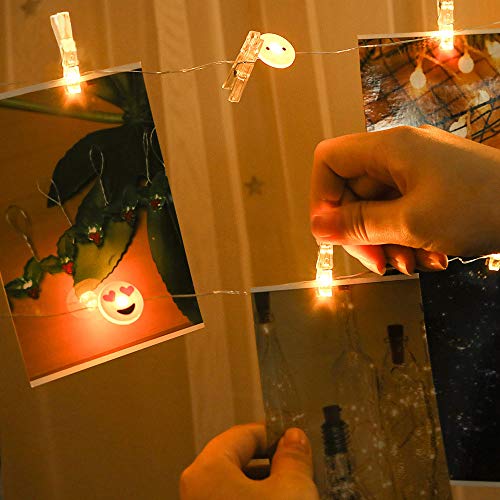 UPGRADE 33FT 100LED Photo Clips String Lights Battery Operated, Fairy String Lights with 50 Clear Clips for Hanging Pictures Cards Indoor & Outdoor Decoration