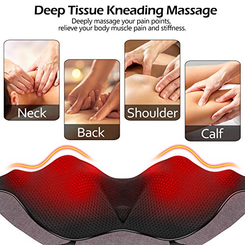 Massagers for Neck and Back Pain Relief,Shiatsu Shoulder Massager with Heat,Electric Cervical Massage Pillow with 8 Deep Tissue Massage Nodes for Waist,Foot,Legs,Body Muscle,Great Gifts for Men/Women
