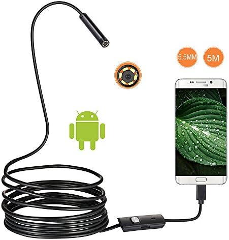 USB Adnroid Endoscope Camera,Borescope Inspection Camera HD CMOS Waterproof Snake Camera with 6 Adjustable Led for Android, Smartphone, Samsung, Windows, Tablet-16.4 ft (5M)
