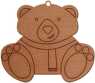 Cute Polar Bear Design Wooden Christmas Tree Ornament, Hanging Xmas Decor