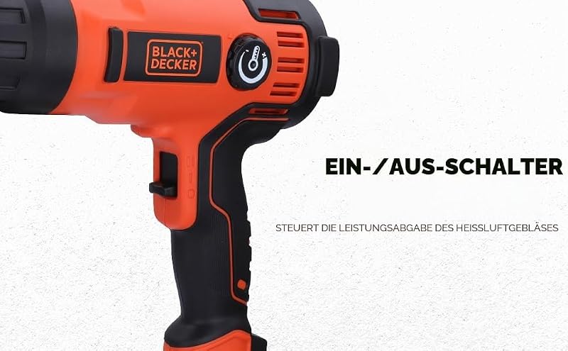 2.000W Heissluftgerät KX2200K (mit 2-stufigem Sicherheitsschalter, stufenlose Temperatureinstellung, Abschaltautomatik, inkl. 8-teiliges Zubehör)