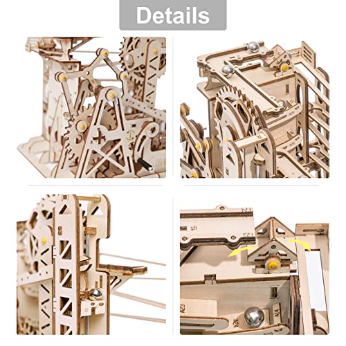 Rowood Marble Run 3D Puzzle, Wooden Town Models for Adults to Build