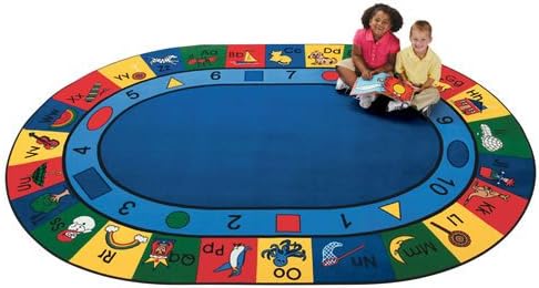 Carpets for Kids 1308 Blocks of Fun Classroom Rug 8ft 3in x 11ft 8in Oval Blue