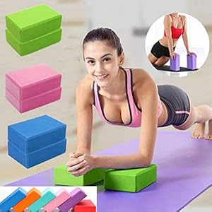 CWM Yoga Blocks (1PC/ 2PC) High Density EVA Foam Blocks Soft Non-Slip Surface Exercise Fitness Sport for Yoga, Meditation, Pilates, Stretching