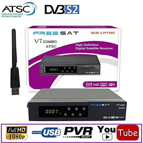 freesat v7 combo ATSC tv box with free wifi adapter high definition 1080p atsc&amp;dvbs2 satellite receiver