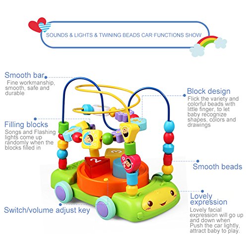 image for KONIG KIDS 3 In 1 Musical Toys Car With Music, Animal Sound, Blocks, B